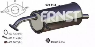 ERNST 670142 -  Глушитель выхлопных газов конечный