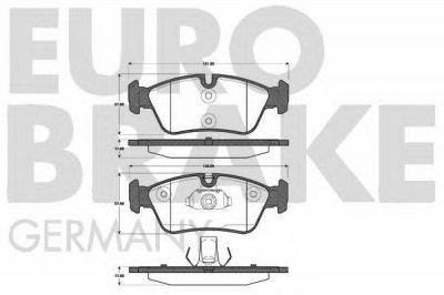 EUROBRAKE 5502221525 -  Комплект тормозных колодок, дисковый тормоз