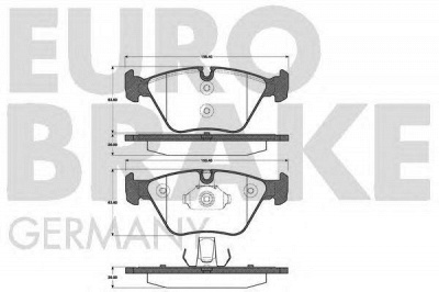 EUROBRAKE 5502221528 -  Комплект тормозных колодок, дисковый тормоз