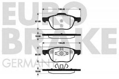 EUROBRAKE 5502222561 -  Комплект тормозных колодок, дисковый тормоз