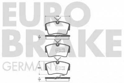 EUROBRAKE 5502223610 -  Комплект тормозных колодок, дисковый тормоз