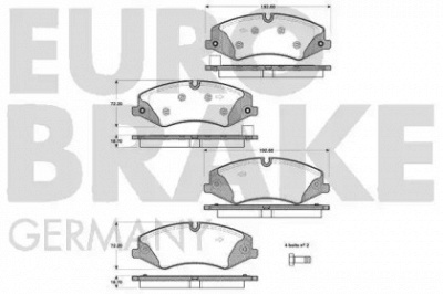 EUROBRAKE 5502224032 -  Комплект тормозных колодок, дисковый тормоз