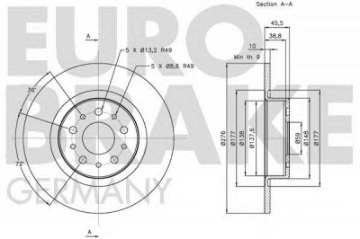 EUROBRAKE 5815201021 -  Тормозной диск