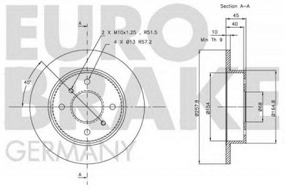 EUROBRAKE 5815202229 -  Тормозной диск