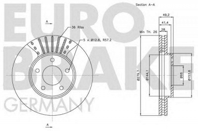 EUROBRAKE 5815202256 -  Тормозной диск