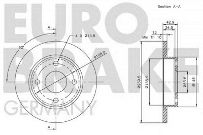 EUROBRAKE 5815202543 -  Тормозной диск