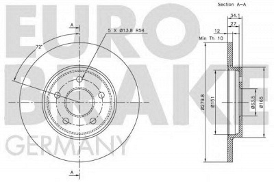 EUROBRAKE 5815202551 -  Тормозной диск
