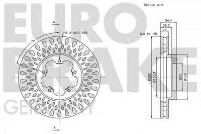 EUROBRAKE 5815202575 -  Тормозной диск