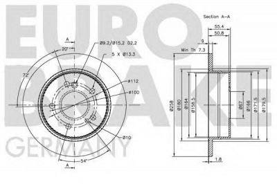 EUROBRAKE 5815203318 -  Тормозной диск