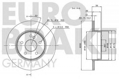 EUROBRAKE 5815203340 -  Тормозной диск
