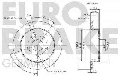 EUROBRAKE 5815203354 -  Тормозной диск