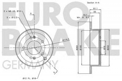 EUROBRAKE 5815203414 -  Тормозной диск