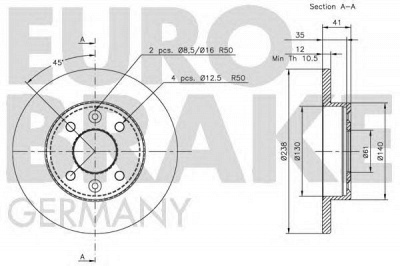 EUROBRAKE 5815203908 -  Тормозной диск