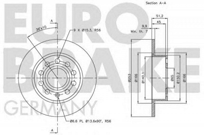 EUROBRAKE 5815204789 -  Тормозной диск