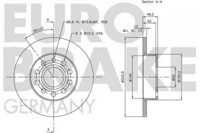 EUROBRAKE 5815204794 -  Тормозной диск