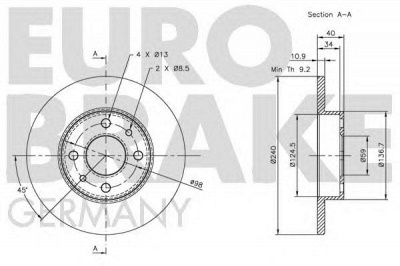 EUROBRAKE 5815209922 -  Тормозной диск