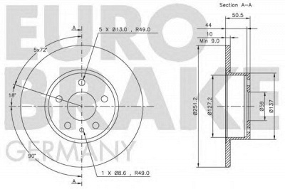EUROBRAKE 5815209926 -  Тормозной диск