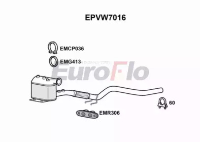 EUROFLO epvw7016 -  Сажевый / частичный фильтр, система выхлопа ОГ