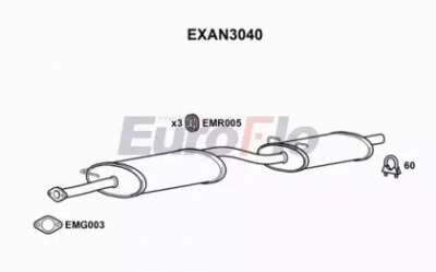 EUROFLO exan3040 -  Средний глушитель выхлопных газов