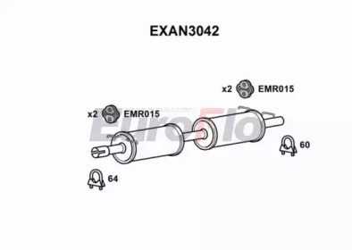 EUROFLO exan3042 -  Средний глушитель выхлопных газов