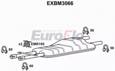 EUROFLO exbm3066 -  Средний глушитель выхлопных газов