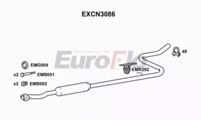 EUROFLO excn3086 -  Средний глушитель выхлопных газов