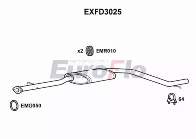 EUROFLO exfd3025 -  Средний глушитель выхлопных газов