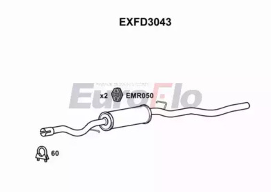 EUROFLO exfd3043 -  Средний глушитель выхлопных газов