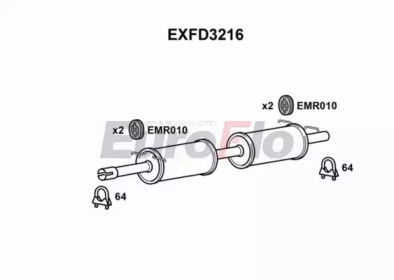 EUROFLO exfd3216 -  Средний глушитель выхлопных газов