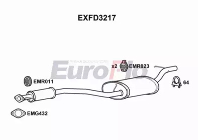 EUROFLO exfd3217 -  Средний глушитель выхлопных газов