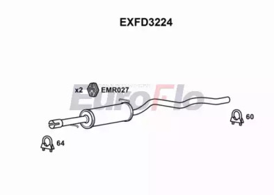 EUROFLO exfd3224 -  Средний глушитель выхлопных газов