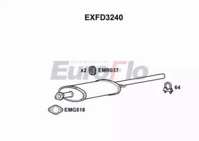 EUROFLO exfd3240 -  Средний глушитель выхлопных газов