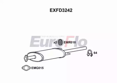 EUROFLO exfd3242 -  Средний глушитель выхлопных газов