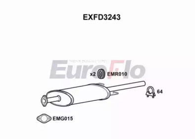 EUROFLO exfd3243 -  Средний глушитель выхлопных газов