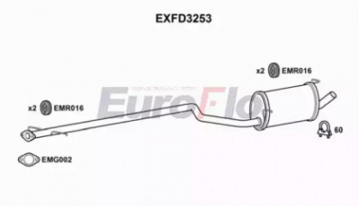 EUROFLO exfd3253 -  Средний глушитель выхлопных газов