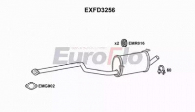 EUROFLO exfd3256 -  Средний глушитель выхлопных газов