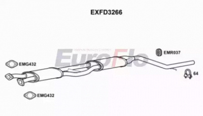 EUROFLO exfd3266 -  Средний глушитель выхлопных газов