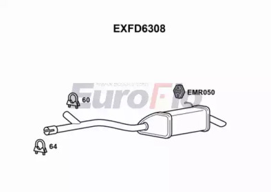 EUROFLO exfd6308 -  Глушитель выхлопных газов конечный