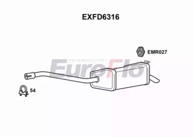 EUROFLO exfd6316 -  Глушитель выхлопных газов конечный