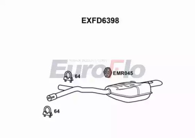 EUROFLO exfd6398 -  Глушитель выхлопных газов конечный