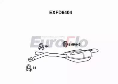 EUROFLO exfd6404 -  Глушитель выхлопных газов конечный