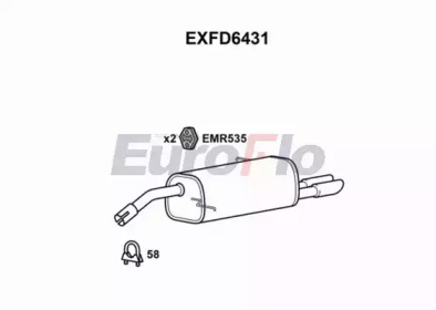 EUROFLO exfd6431 -  Глушитель выхлопных газов конечный