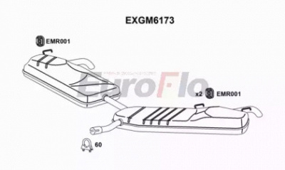 EUROFLO exgm6173 -  Глушитель выхлопных газов конечный