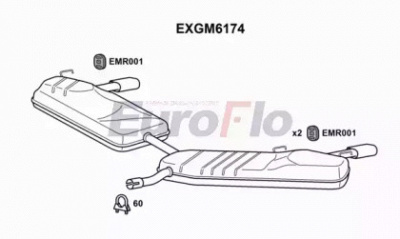 EUROFLO exgm6174 -  Глушитель выхлопных газов конечный