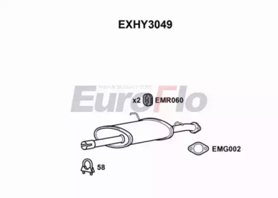 EUROFLO exhy3049 -  Средний глушитель выхлопных газов