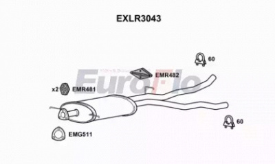 EUROFLO exlr3043 -  Средний глушитель выхлопных газов