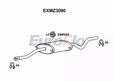 EUROFLO exmz3090 -  Средний глушитель выхлопных газов