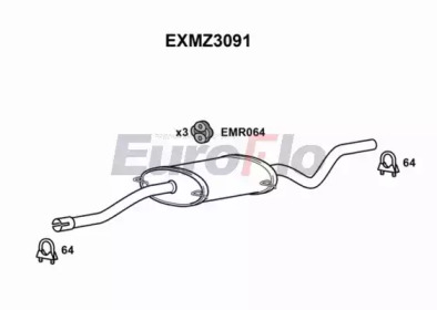 EUROFLO exmz3091 -  Средний глушитель выхлопных газов