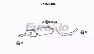 EUROFLO exmz3106 -  Средний глушитель выхлопных газов