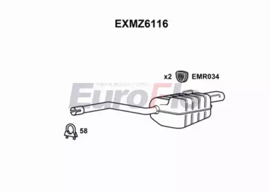 EUROFLO exmz6116 -  Глушитель выхлопных газов конечный